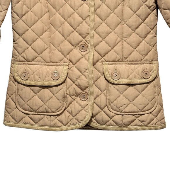 Kids Gap Quilted Jacket Youth Girls XL Corduroy Collar Tan Preppy Equestrian - Picture 3 of 10